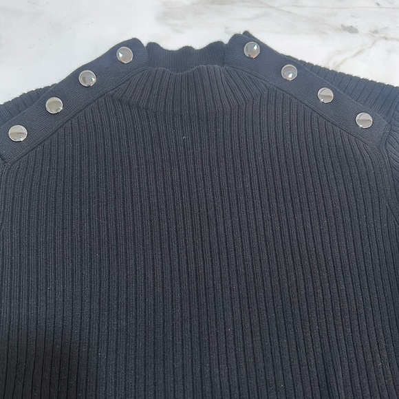 TALBOT LONG SLEEVE SUETER WOMEN SIZE M BLACK SHOULDER SNAP - Picture 4 of 9